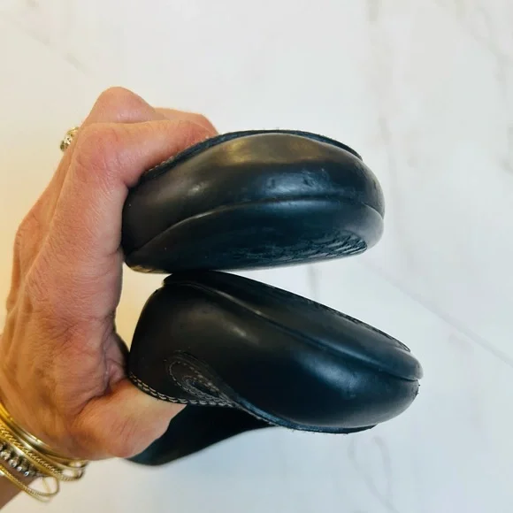 Gucci Vintage Interlocking G Black Leather Ballet Flat Stitching 37 / 6.5 - Picture 6 of 11